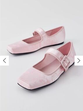 Charles & Keith Satin Square Toe Ballet Flat (Size 39)